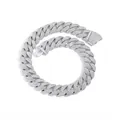High quality 22mm iced-out silver Cuban link chain necklace for men in hip hop style - Silver (22mm Width - Square Zirconia)