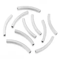 Silver stainless steel curved square tube beads for DIY bracelet jewelry making. - Square Curved Tube / 4x30mm (ai-10 Pieces/Pack) / Steel