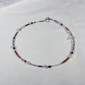 Detailed view of handmade beaded necklace with natural stones and freshwater pearls. - Necklace 3 (38+5cm)