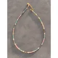 Detailed view of handmade colorful natural stone and freshwater pearl necklace - Necklace 35 (38+5cm)