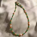 Handmade colorful natural stone beaded necklace with freshwater pearls for women - Necklace 33 (38+5cm)