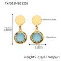 Gold plated stainless steel drop earrings with light blue faceted glass stones - Earrings / Lake Blue (Gold Hardware)