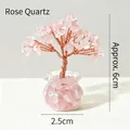 Decorative mini rose quartz crystal money tree ornament with pink gravel in jar - [36 Pcs] Pink Crystals (Mini Fish Tank approx. 2.5cm)