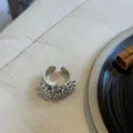 Unique silver-colored metallic open ring featuring a clustered bead design in minimalist style - Irregular Fireworks Ring / Silver