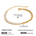Pulsera de cuentas de acero inoxidable dorado con piedras de circonita baguette. - Estilo tenis de circonitas cuadradas empalmadas (JDB0112067)