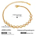 Pulsera de acero inoxidable dorada con piedras de circonita y cadena de extensión - Cadena fina de circonitas punteadas doradas (JDB0112061)
