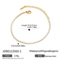 Pulsera tennis de acero inoxidable dorada con circonitas, 16.5+5cm - Estilo tenis ultra fino de 0,21cm (JDB0112060-1)
