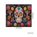 Day of the Dead sugar skull garage banner, 213x244cm Mexican party backdrop - Giant Sugar Skull & Musicians Style (WCX-WLJ-063) / 400x180cm