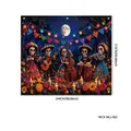 Festive Day of the Dead banner with skeleton musicians, 213x244cm garage backdrop - Mariachi Skeleton Musicians Style (WCX-WLJ-062) / 400x180cm