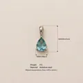 Elegant blue teardrop birthstone pendant in stainless steel, dimensions 16mm x 7mm - March Birthstone Pendant Only (Without Chain) / Steel