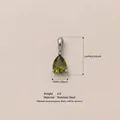 Green pear-cut water drop birthstone pendant in polished stainless steel finish - August Birthstone Pendant Only (Without Chain) / Steel