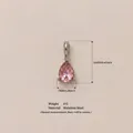 Pink teardrop birthstone pendant in stainless steel with 16mm height dimension - October Birthstone Pendant Only (Without Chain) / Steel