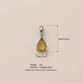 Stainless steel yellow water drop birthstone pendant with detailed size markings. - November Birthstone Pendant Only (Without Chain) / Steel