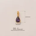 Teardrop-shaped purple birthstone pendant in golden stainless steel setting - February Birthstone Pendant Only (Without Chain) / Gold