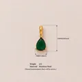 Green teardrop birthstone pendant in 18K gold plated stainless steel with measurements - May Birthstone Pendant Only (Without Chain) / Gold