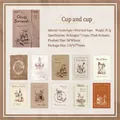 Juego de pegatinas de papel decorativas en relieve vintage para álbumes de recortes y diario - Canción Embriagada de Copas y Vasos (Escenas de Líneas) / 30 Hojas
