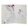 Élégante carte d'invitation de mariage découpée au laser avec pochette en dentelle - Ivoire
