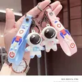 Mignon porte-clés astronaute 3D en silicone bleu et rose pour couples et sacs - Mixte 2 Styles