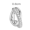 Exquisite 925 sterling silver cross pave hoop earring with 0.6cm inner diameter - 6mm / Platinum Color (Single)