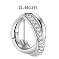 925 sterling silver crossover hoop earring with sparkling CZ stones, 0.8cm inner diameter - 8mm / Platinum Color (Single)