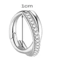 Elegant 925 sterling silver crisscross hoop earring with paved stones, 1cm diameter - 10mm / Platinum Color (Single)