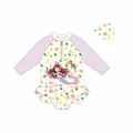 Set costume da bagno galleggiante per bambini con sirena e cuffia con stampe marine - CM260703-2BW Sirena alghe capelli viola (Preordine) / L (90-100cm, 26-32)