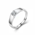 Elegant men's 925 sterling silver moissanite ring with a polished adjustable band - Adjustable Open / 0.5 Carat Moissanite (Luxury Edition)