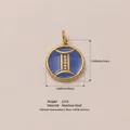 Gold-plated stainless steel Gemini zodiac pendant with blue enamel and crystals - Gemini