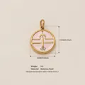 Gold-plated stainless steel Libra zodiac pendant with pink enamel and stone details - Libra