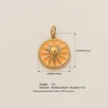 Pendentif visage de soleil en acier inoxydable plaqué or avec émail orange et CZ - Lion
