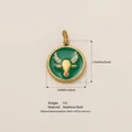 Pendentif zodiaque Taureau en émail vert et acier inoxydable doré pour bijoux DIY - Taureau