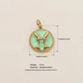 Pendentif Bélier délicat en acier inoxydable plaqué or avec incrustation d'émail vert - Poissons
