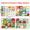Set of 72 Christmas stickers with 4 sheets for DIY gift decoration and holiday crafts. - S7728# Christmas Gift Sealing Stickers (4 Sheets/72 Pcs)
