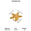 Anello a forma di stella marina dorata in acciaio inossidabile per vacanze al mare - JZ9586 / Taglia unica