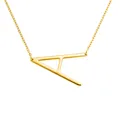 Grand collier avec pendentif lettre A en finition dorée polie pour femmes - Or A