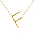 Collier élégant avec pendentif lettre initiale F dorée pour femmes et hommes - Or F