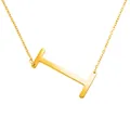 Élégant collier de mode plaqué or avec un grand pendentif horizontal en forme de lettre I - Or I