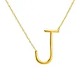 Collier initial plaqué or minimaliste avec un grand pendentif lettre J poli brillant. - Or J