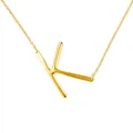 Élégant collier plaqué or avec un grand pendentif en forme de lettre K capitale polie - Or K