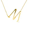 Élégant collier doré avec un grand pendentif en forme de lettre capitale M stylisée - Or M