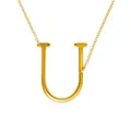 Élégant collier avec pendentif grande lettre initiale U plaqué or 18 carats pour femme - Or U