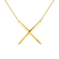 Élégant collier avec pendentif grande lettre initiale X plaqué or poli pour femmes - Or X