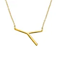 Élégant collier plaqué or avec un grand pendentif lettre anglaise Y poli pour les femmes - Or Y