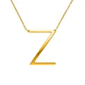 Collier avec pendentif lettre initiale Z majuscule en finition dorée pour homme et femme - Or Z