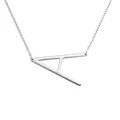 Collier avec pendentif grande lettre initiale A en argent poli bijou de mode chic - Argent A