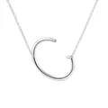 Collier avec grand pendentif lettre C initiale argentée et chaîne maille élégante - Argent C