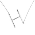 Collier minimaliste avec grand pendentif lettre H initiale en finition argentée - Argent H