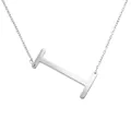 Collier avec pendentif grande lettre I couleur argent poli et chaîne fine élégante - Argent I
