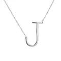 Élégant grand collier en argent avec pendentif lettre J poli sur une chaîne fine délicate - Argent J