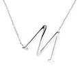 Élégant collier avec grand pendentif lettre M en argent, finition polie pour femme - Argent M